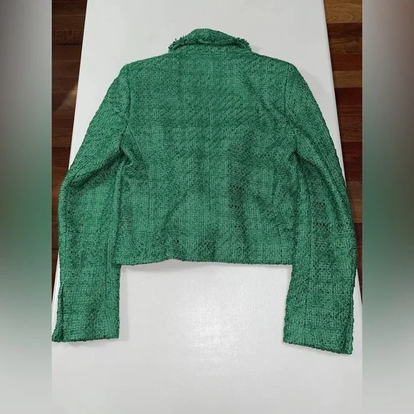 🆕(NWT) ZARA Bloggers Fav Green Tweed Double Breasted Cropped Blazer. Size XS - Picture 16 of 16